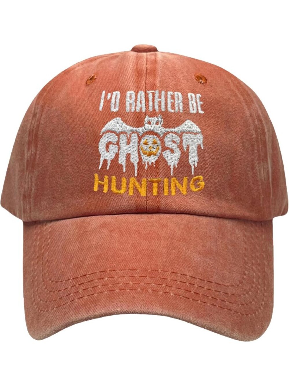 Unisax Halloween Orange Believe Santa Embroidered Adjustable Washed Baseball Cap